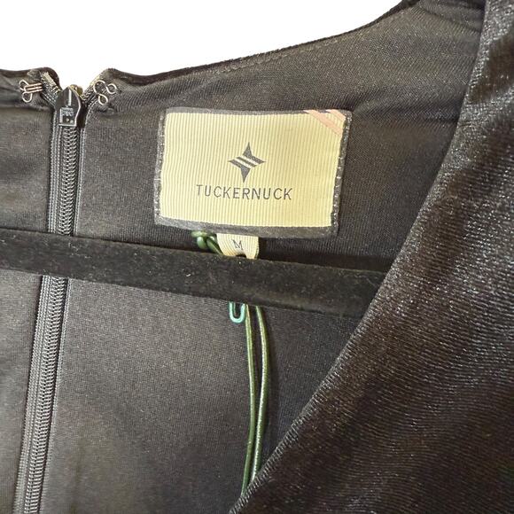 NEW Tuckernuck Black Velvet Odette Midi Dress Size Medium 3/4 Sleeve Elegant - Picture 8 of 9